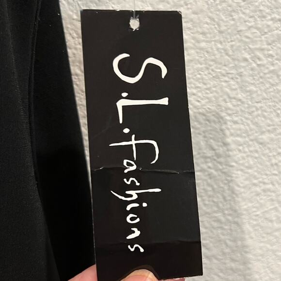 S.L. Fashions Dress Missy 16 Black Rhinestone Ruched Party Event Glam LBD NEW - Picture 9 of 10